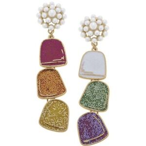 CANVAS STYLE Gum Drop Dangle Earrings Multi Color Pearl Cluster Stud NWT